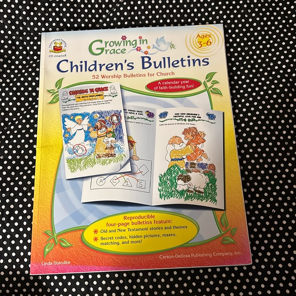 Growing in Gods Grace Children’s Bulletins. 52 worship bulletins for ages 3-6